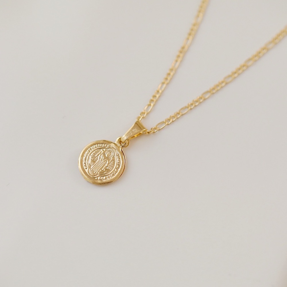 Petite Saint Benedict Necklace | 18k Gold Filled - Picture 2 of 7